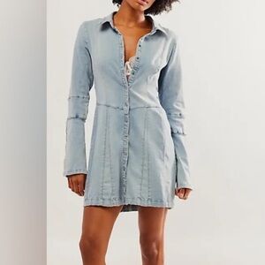 Free People Light Blue Long Sleeve Dress/Cardigan